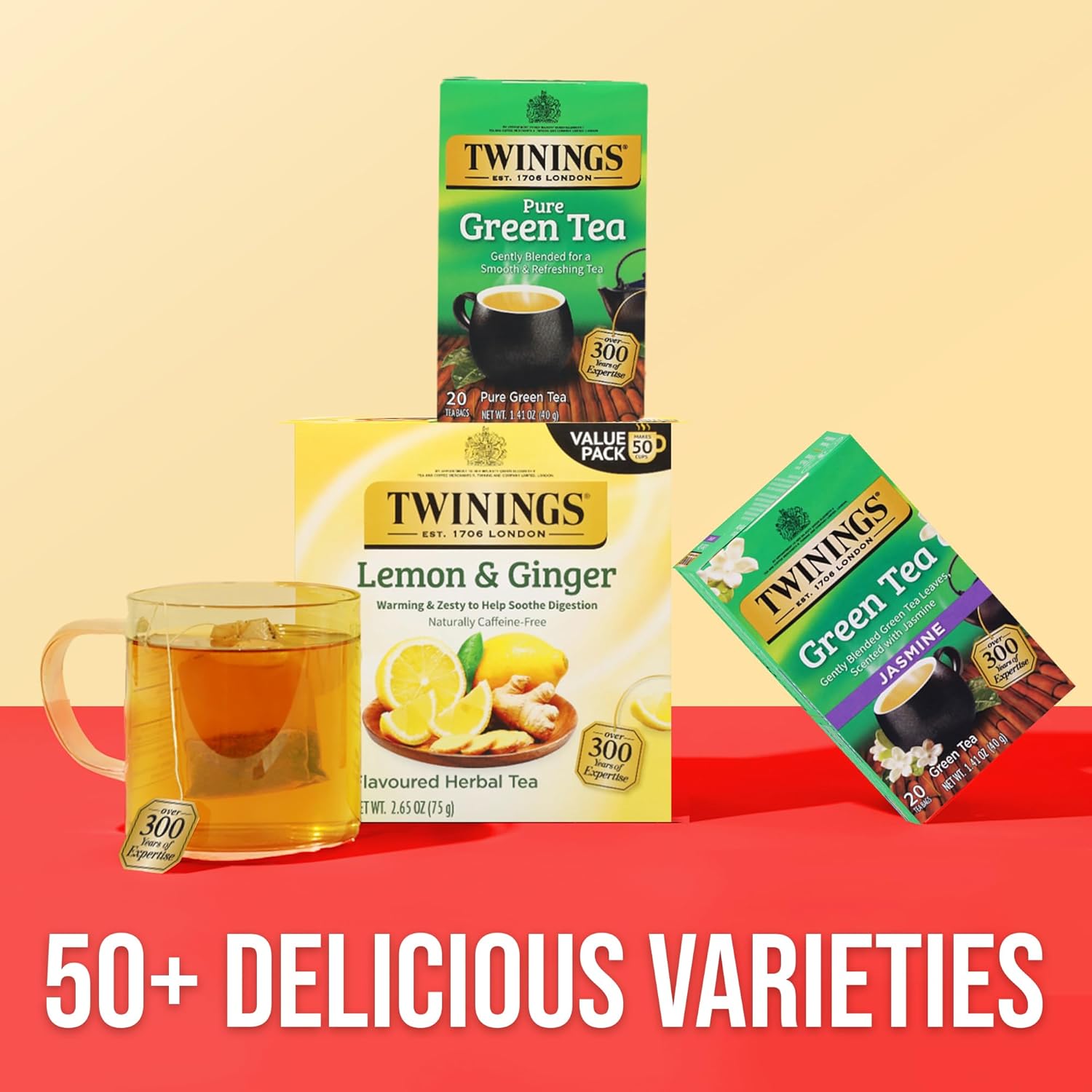 Twinings Pure Green Tea - Individually Wrapped Bags, Smooth Flavor & Enticing Aroma | 120 Teabags (Pack of 6)
