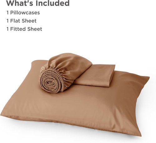 Bedsure Cooling Sheets - Twin XL Bamboo Rayon, Breathable & Soft, Deep Pocket Up to 16 Inches, Khaki