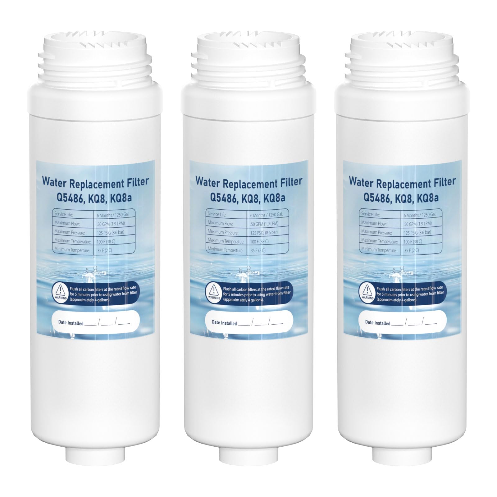 B150/K150 Water Filter Replacement Cartridge Compatible with Keurig Brewers B150P/K150P, B155/K155, K2500, K3000/K3000SE, B3000/B3000SE, K3500, & K4000. Replaces Q5486, KQ8, KQ8a Filters. 3 Pack