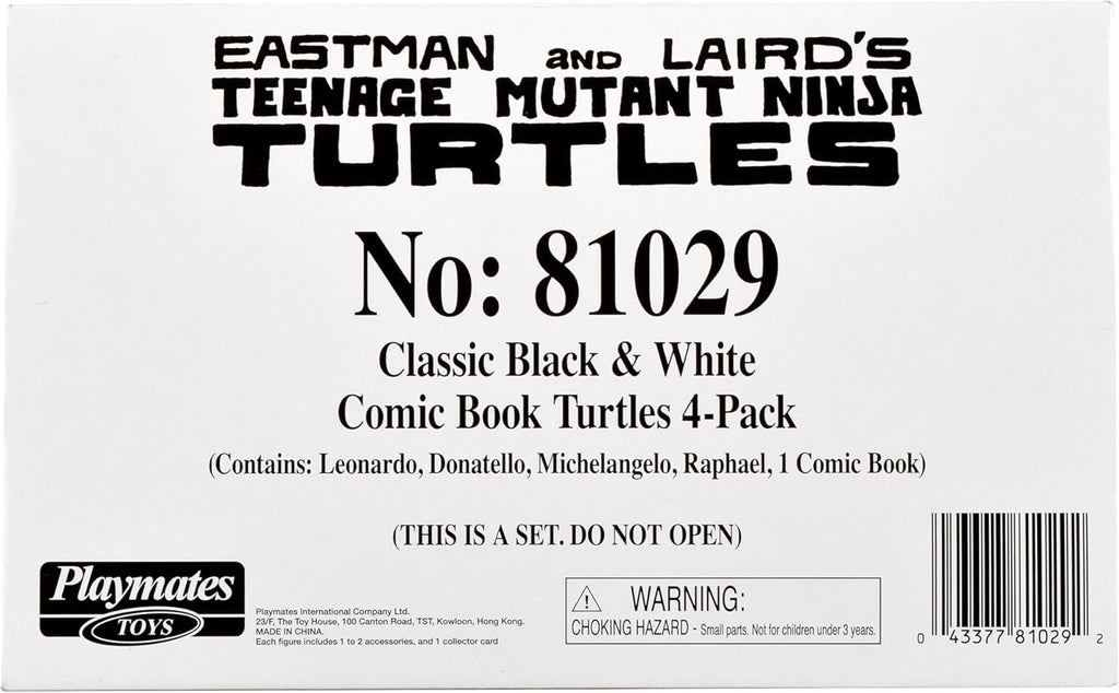 Playmates Toys Teenage Mutant Ninja Turtles Comic Book Figures - Black and White Edition with Comic Book