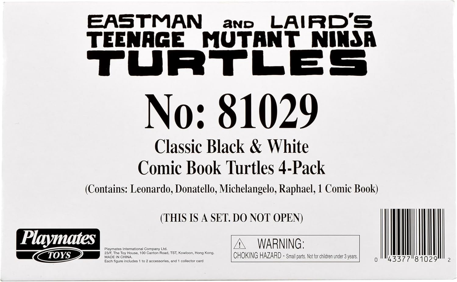 Playmates Toys Teenage Mutant Ninja Turtles Comic Book Figures - Black and White Edition with Comic Book