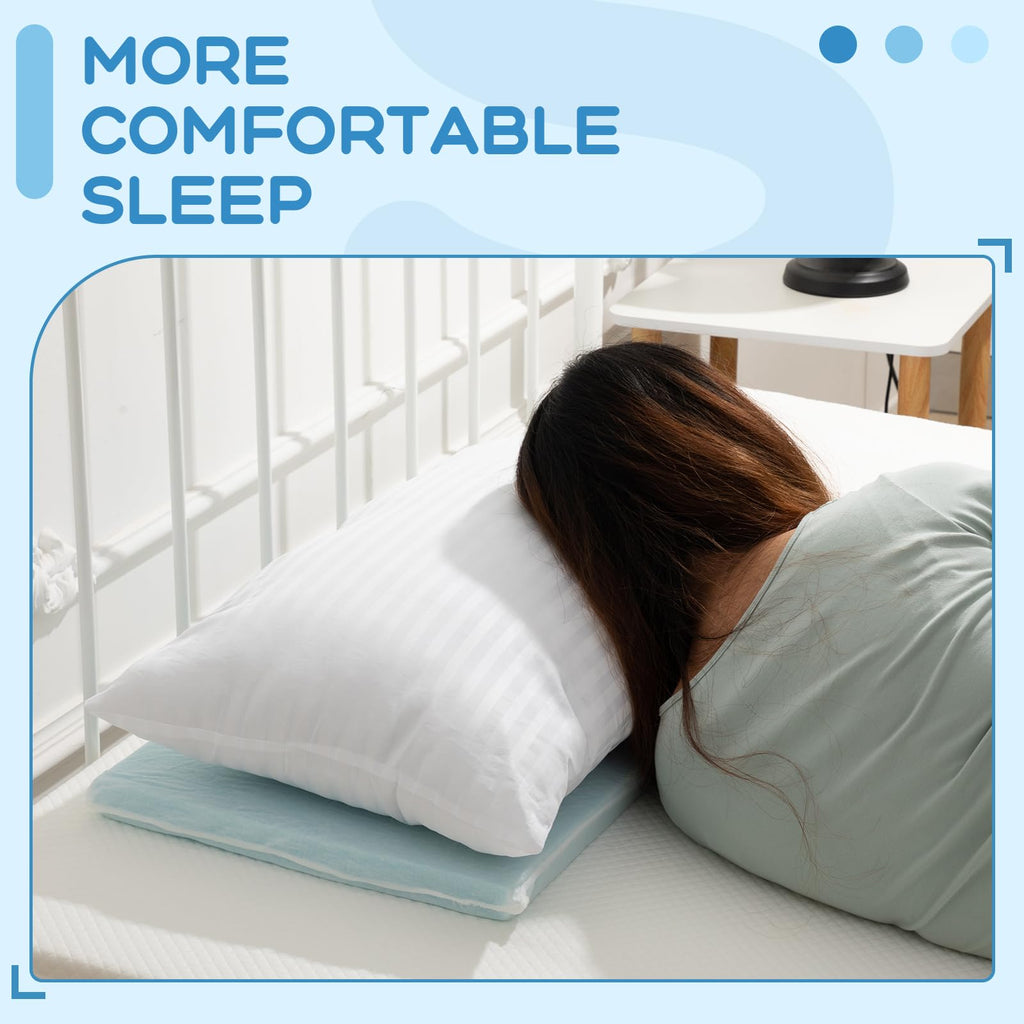 Beeveer 2 Pcs Adjustable Memory Foam Pillow, Thin Height 1.2'' Soft Insert Slim Flat Pillow for Neck Support Neck Pain Relief for Back, Side, Stomach Sleeper (23.6'' x 14.2''x 1.2'', Blue)