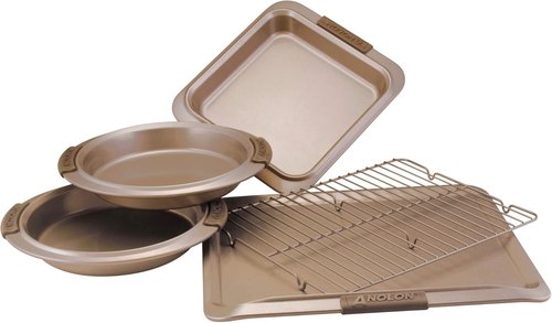 Anolon Advanced Nonstick Bakeware Set - 5 Piece Baking Pans with Comfortable Grips, Brown