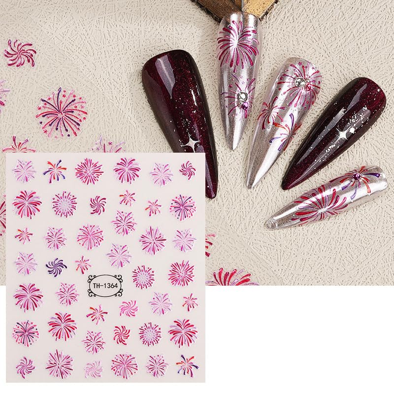 SUMINGGO 4 Sheets Self-Adhesive Nail Art Stickers with Gold and Silver Designs