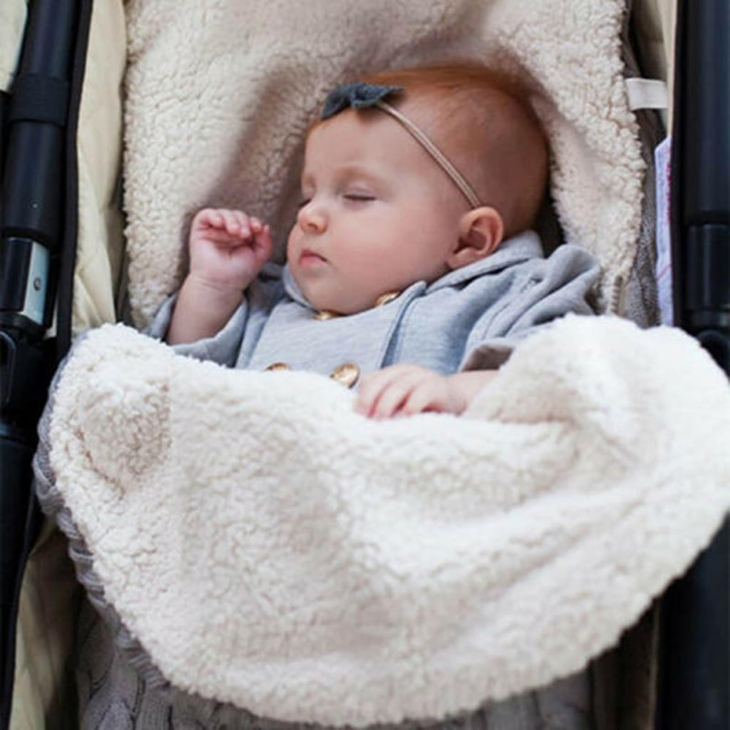 Baby Sleeping Bag fits Infant Newborn,Warm Baby Sleeping Bag,Winter Newborn Knit Wool Swaddling Blanket Kid Sleepsack Footmuff Stroller Knitted Sleep Nest Sack (Light Gray, One Size)