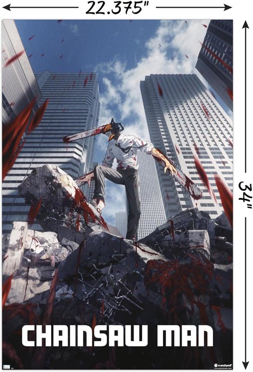 Chainsaw Man - Key Art Wall Poster | Unframed, 34L x 22.4W for Stunning Decor