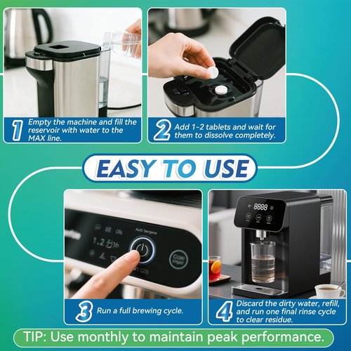 Coffee Machine Cleaner Descaler Tablets, 24 Count, Coffee Maker Cleaner Compatible With Nespresso, Keurig, Ninja, Delonghi, Espresso Machine Cleaning Tabs, Descaling Solution for Coffee Pot Maker