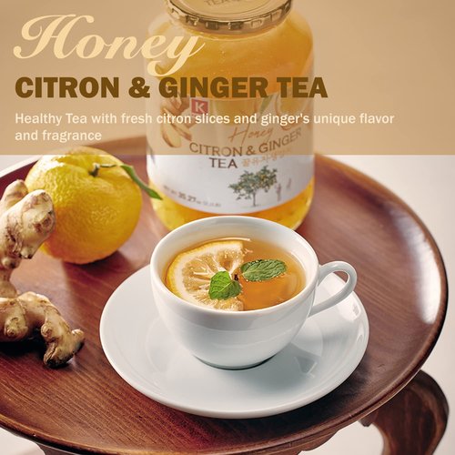 KPANTRY Honey Citron & Ginger Tea - Korean Marmalade with Fresh Yuzu, Ginger & Sundry Honey - Ideal for Salad, Jam, Hot & Cold Tea, Smoothie & Throat Soothing - 35.27 oz (2 Pack)