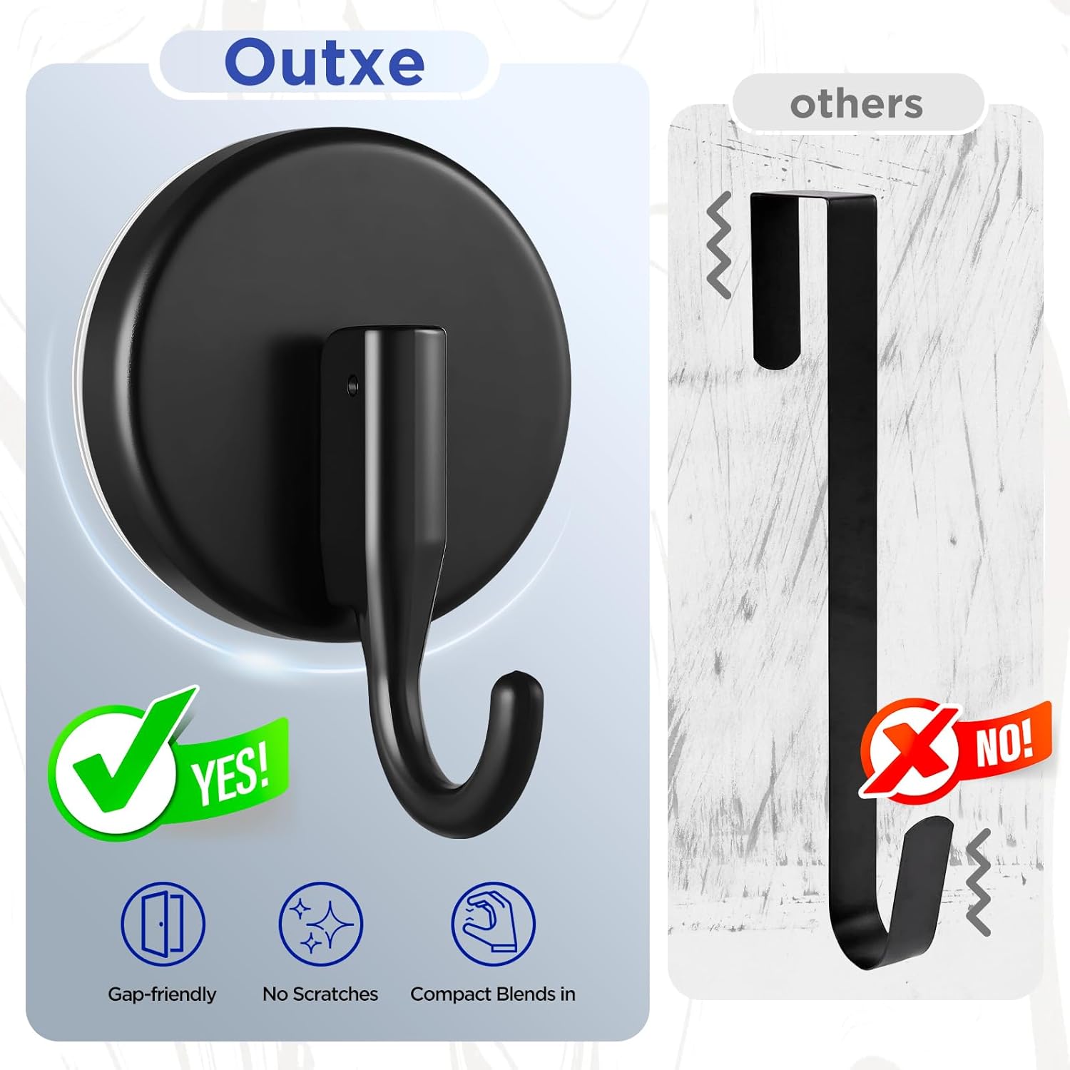 OUTXE Wreath Hanger - Upgraded Suction Cup Hook for Glass Door | 4-Pack in Black for All Seasons