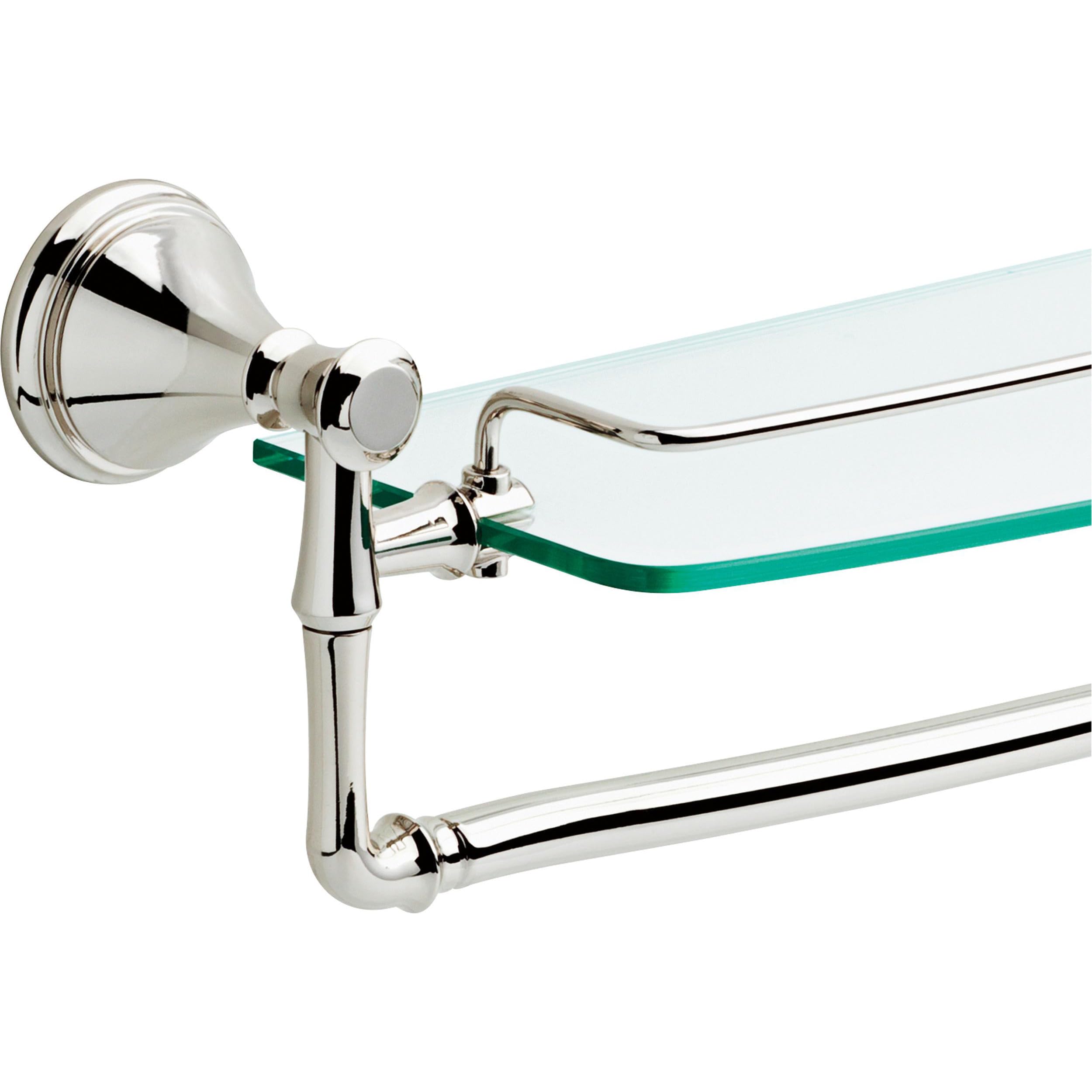 DELTA Cassidy 18 inch Glass Shelf With Towel Bar, Polished Nickel, Bathroom Accessories, 79710-PN