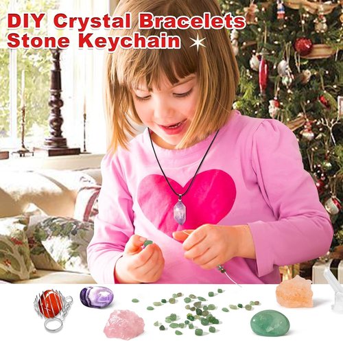 Crystal Advent Calendar 2024 - 24-Day Gemstone & Geode Collection for DIY Bracelets & Necklaces