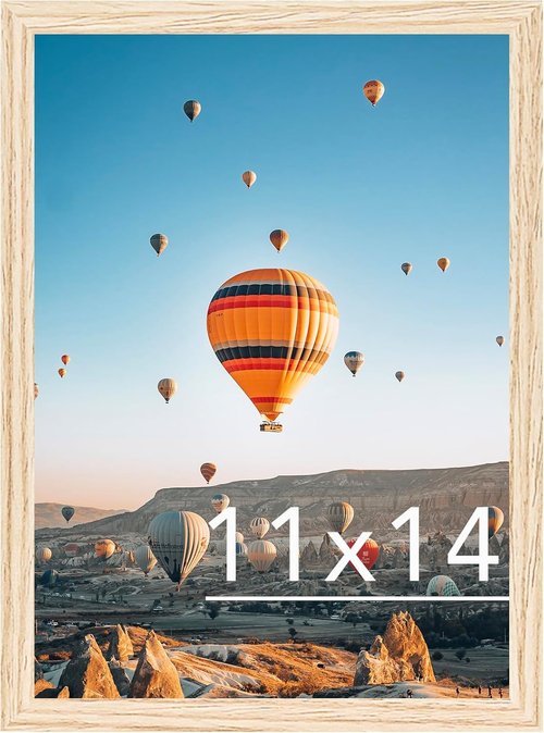 JCJMY 11x14 Picture Frame - Versatile Wall Mounting for Horizontal or Vertical Display | Natural Finish with Shatter-Resistant Plexiglass
