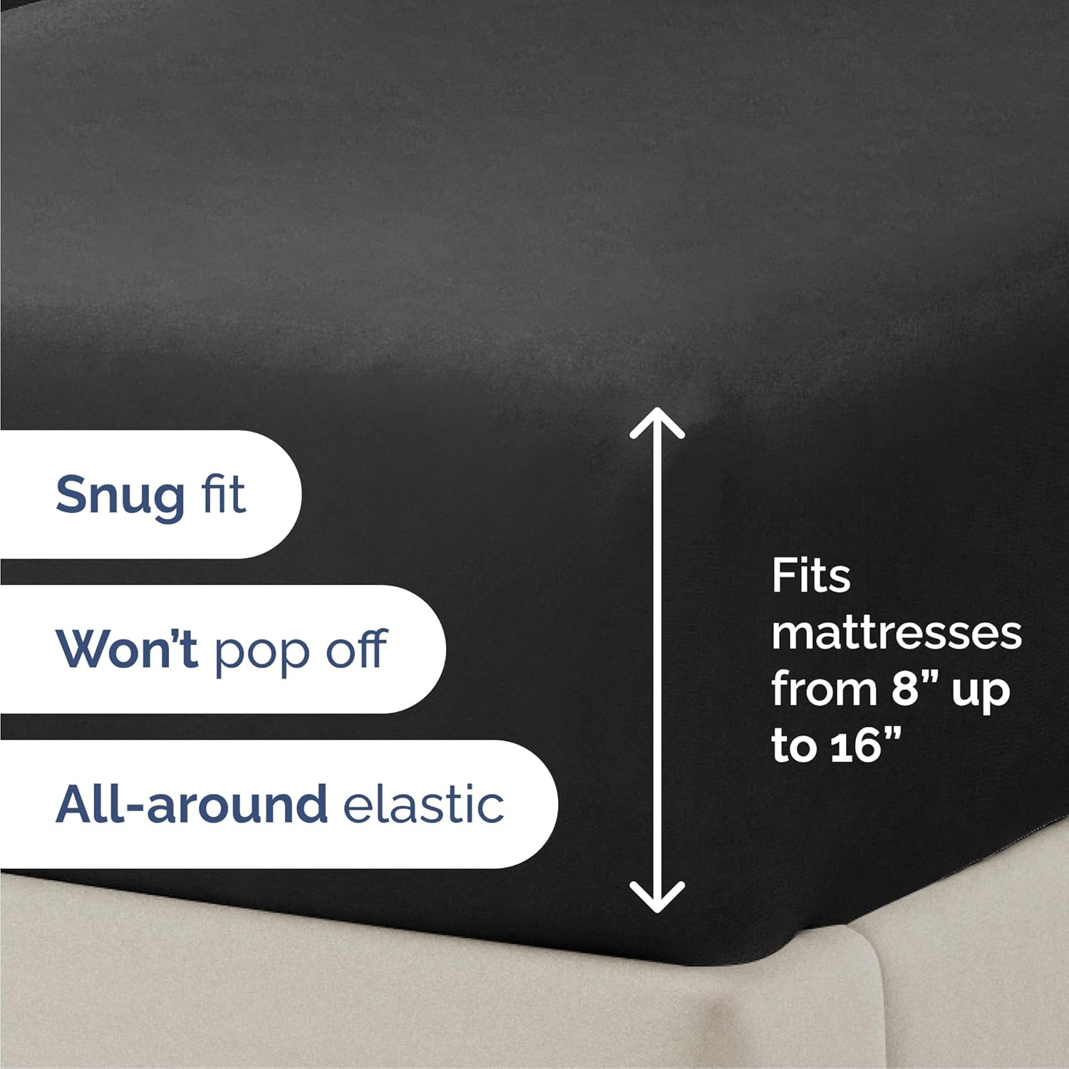 Skiennix Queen Size 4-Piece Sheet Set - Ultra-Soft Cooling Bedding - Deep Pockets, Wrinkle-Free - Black