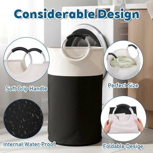 Dimeho 4 Pack 82L Laundry Basket, Waterproof Fabric Clothes Baskets Dirty Clothes Hamper Laundry Bag with Foam-Protected Aluminum Handles for College Dorm Family Bathroom