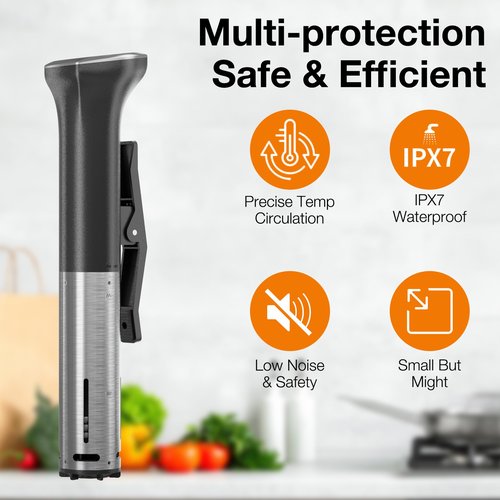 Upesitom Sous Vide Machine 1100W Upgraded WIFI Sous Vide Cooker Ultra-quiet Working Cooker Immersion Circulator with Recipes(App Included), Accurate Temperature, Digital Timer, IPX7 Waterproof