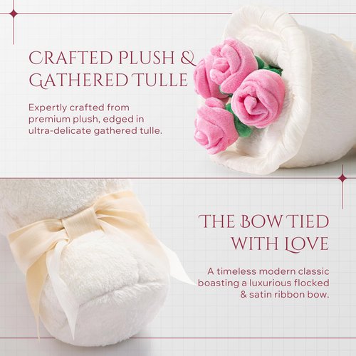 Phantoscope Valentine Pillows, Handcrafted Plush Rose Bouquet Shaped Pillow Valentines Day Decorations Throw Pillow for Home Living Room Sofa Couch, Off White, 10.5 X 10 Inches