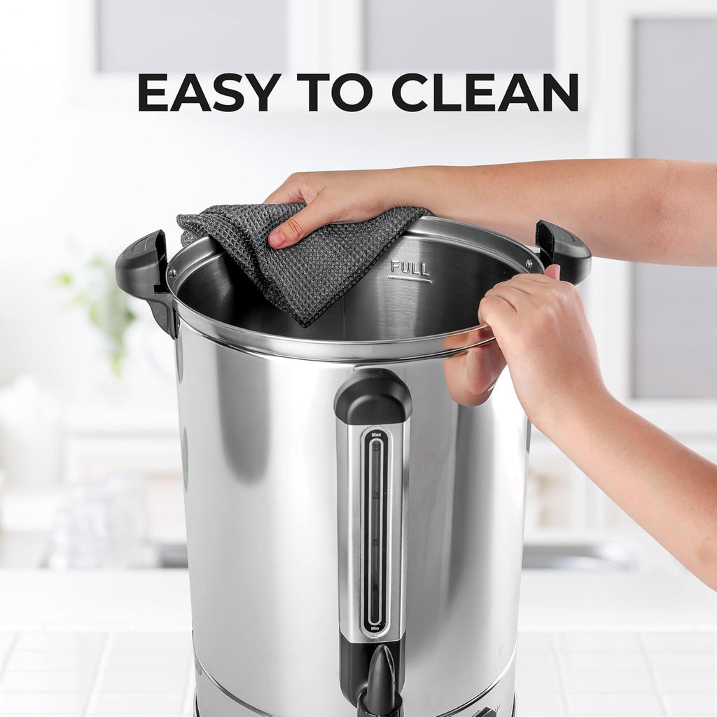 Zulay Kitchen Commercial Grade Coffee Maker - 50 Cups Double-Wall Stainless Steel Urn | Quick Brew & Keeps Beverages Hot - Silver