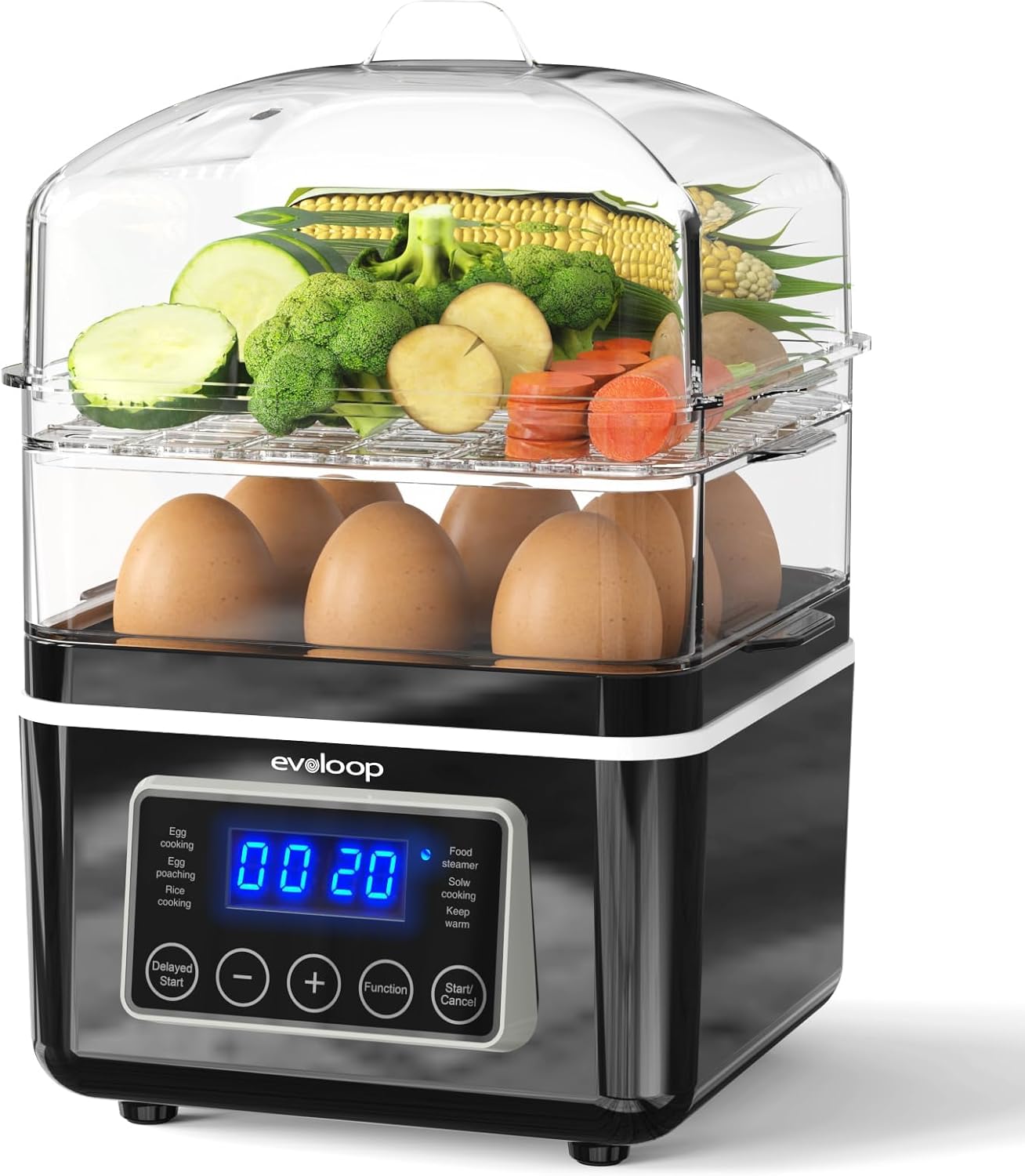 Skiennix 4 QT Electric Food Steamer - BPA-Free Stackable Baskets for Quick Cooking | Ideal for Veggies, Seafood & Rice