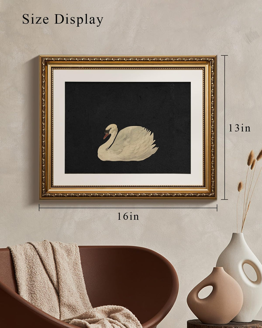 VIYYIEA Gold Framed Wall Art | Elegant Canvas Print Home Decor | Black, 13x16 Inches