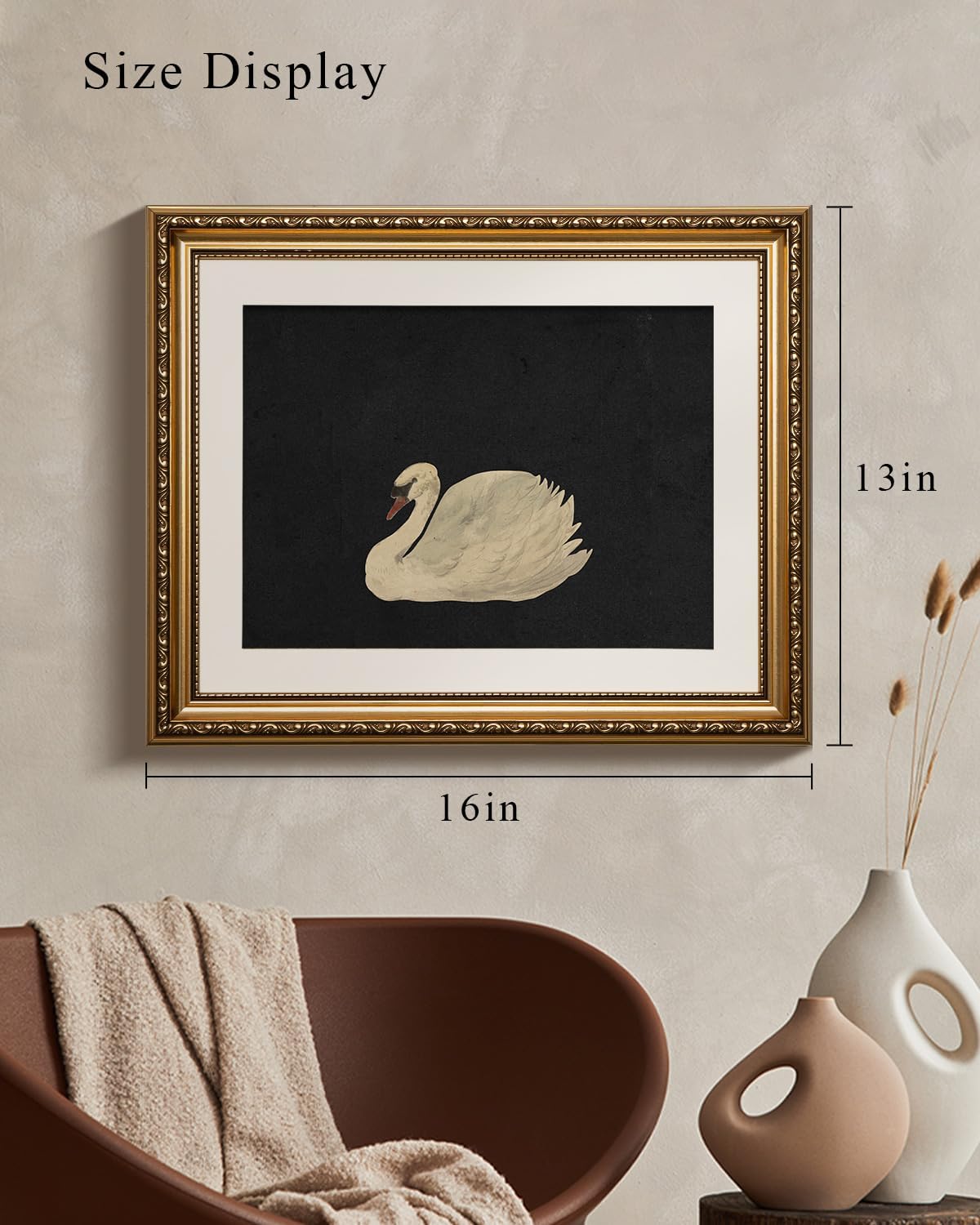 VIYYIEA Gold Framed Wall Art | Elegant Canvas Print Home Decor | Black, 13x16 Inches