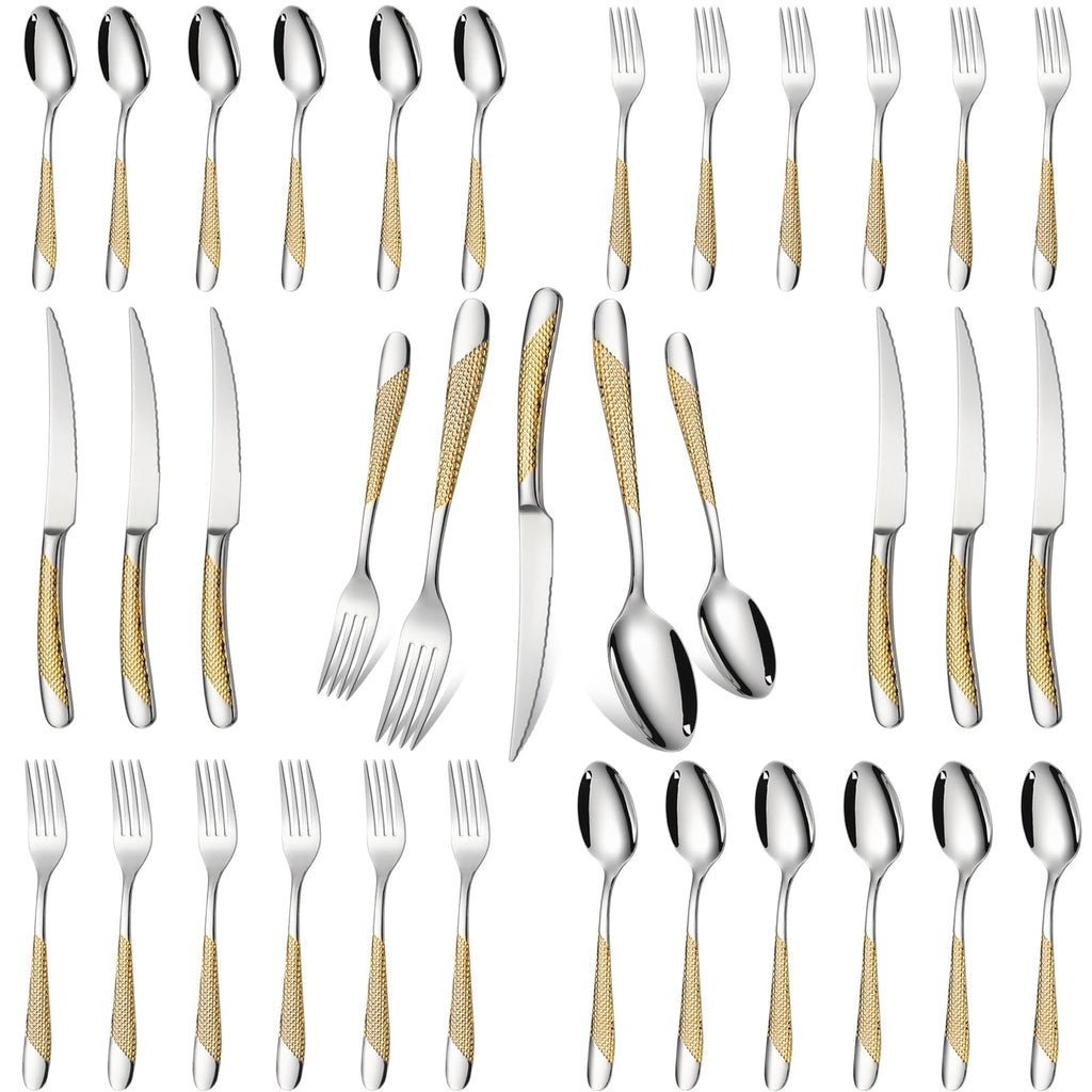 Silverware Set of 30 Stainless Steel Flatware Set Service for 6 Includes Knives Spoons Forks Kitchen Utensil Cutlery Sets For Home Kitchen Hotel