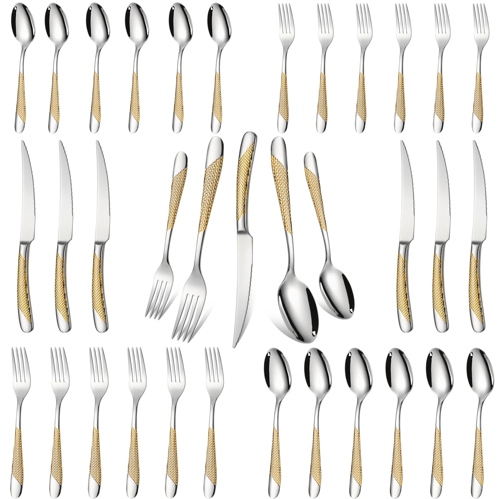 Silverware Set of 30 Stainless Steel Flatware Set Service for 6 Includes Knives Spoons Forks Kitchen Utensil Cutlery Sets For Home Kitchen Hotel