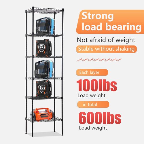 FDW 6-Tier Wire Shelving Unit - Adjustable Metal Pantry Rack for Kitchen & Garage | 17L x 12W x 64H, Black