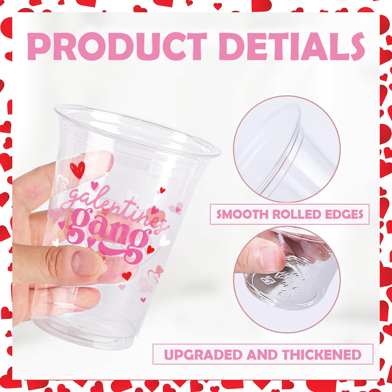 50 Pcs Galentines Day Plastic Cups 12oz Galentines Gang Disposable Clear Plastic Cups Girl Gang Valentines Day Decorations for Ladies Celebration Party Favor Girls Ladies Galentine Decor Supplies