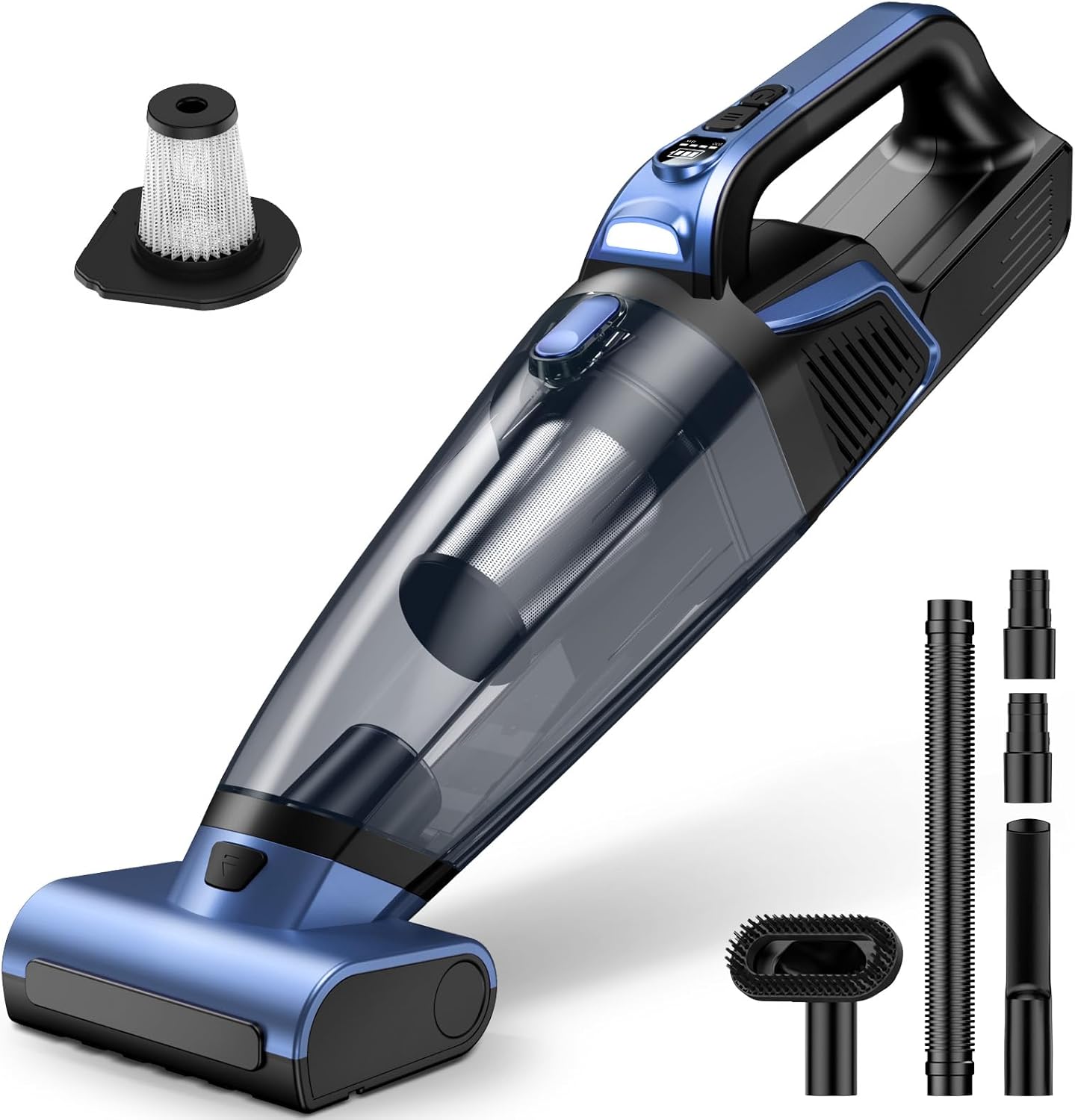 Skiennix Pet Hair Handheld Vacuum - 20000PA High Power Cordless Cleaner with LED Light | Rechargeable & Reusable Filter - Blue