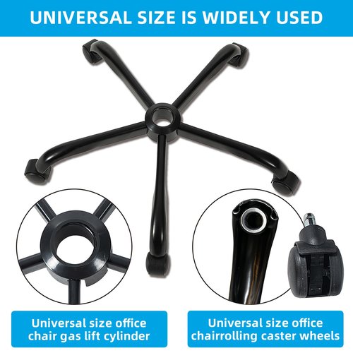 28 Inch Heavy Duty Office Chair Base with 5 Casters, Reinforced Metal Chair Feet, Universal Gas Cylinder Fit, for Swivel/Computer/Criss Cross Chairs