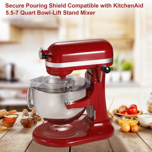 Pouring Shield for KitchenAid- Splash Guard with Removable Pouring Chute for KitchenAid 5.5-7 Quart Bowl-Lift Stand Mixer
