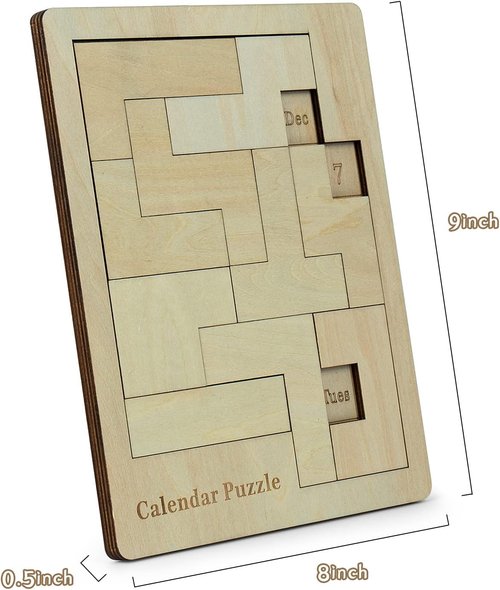 Calendar Puzzle - Engaging Daily Wooden Puzzle for 365 Days | 9.8 x 7.8 Inch Advent Calendar