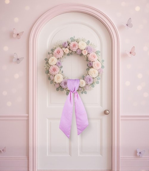 NUVCELKA Pink Striped Wreath Ribbon Set 2 Pack for Door Wreath, 5.12" Wide x 54.33" Each Baby Girl Shower Event Bundle Sweet Sash Bow Pair Gift