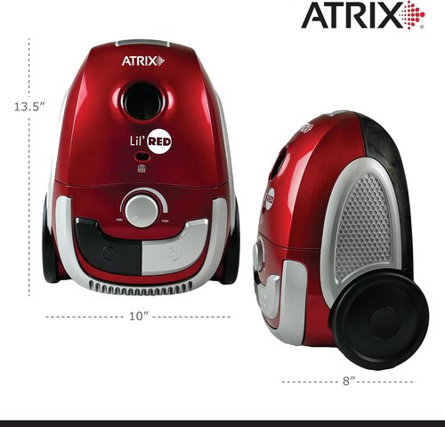 Atrix Lil Red Canister Vacuum - Portable Design with 2 Quart HEPA Filter & Variable Speed Motor