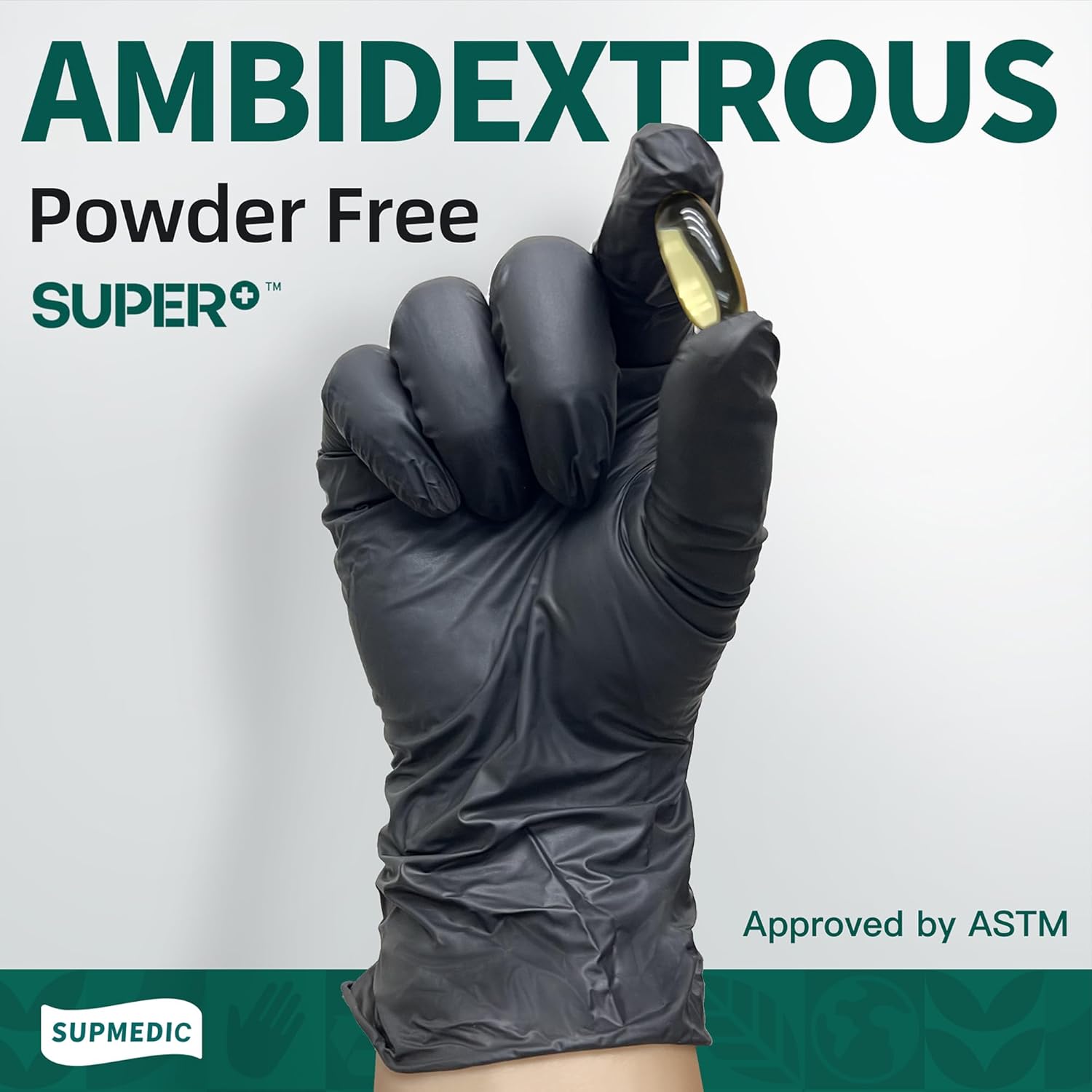 Supmedic Vinyl Disposable Exam Gloves - Black 4Mil, Powder-Free & Latex-Free, 100/1000 Ct