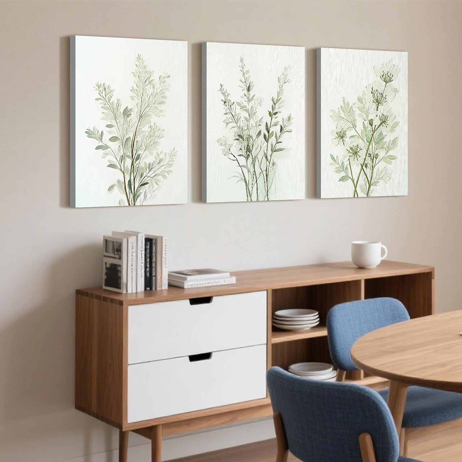 Skiennix Boho Floral Canvas Wall Art Prints - Modern Botanical Decor for Home & Office | 12"x16" Wrapped Frame