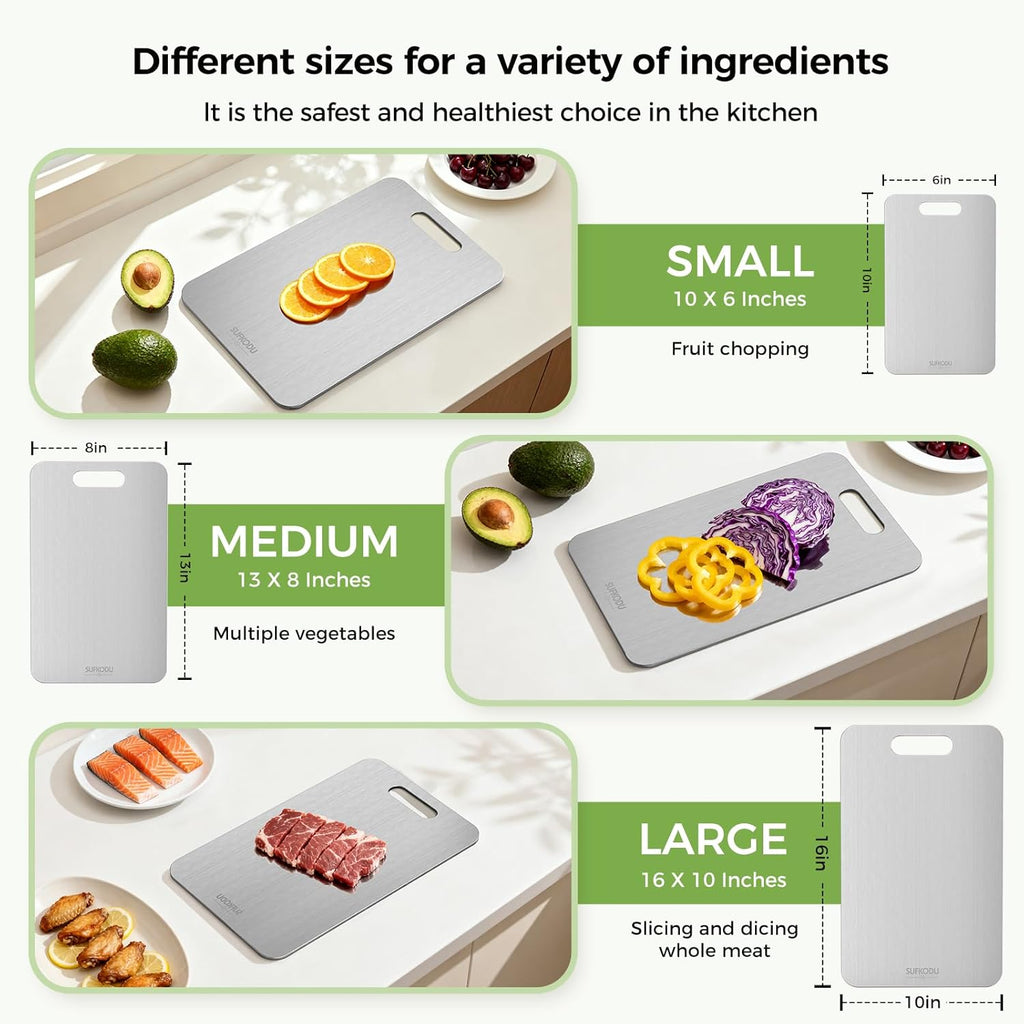 Titanium Cutting Board Set by [Brand Name] - 100% Double-Sided, Non-Toxic, Dishwasher Safe | 3 Sizes for Raw & Cooked Food