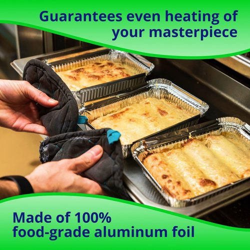 IDL Packaging Half-Size Aluminum Steam Table Pans with Lids - Medium, 13" x 11" x 2" (pack of 25) - Disposable Foil Pan for Grilling, Roasting, BBQ, Cooking, Baking, Freezing