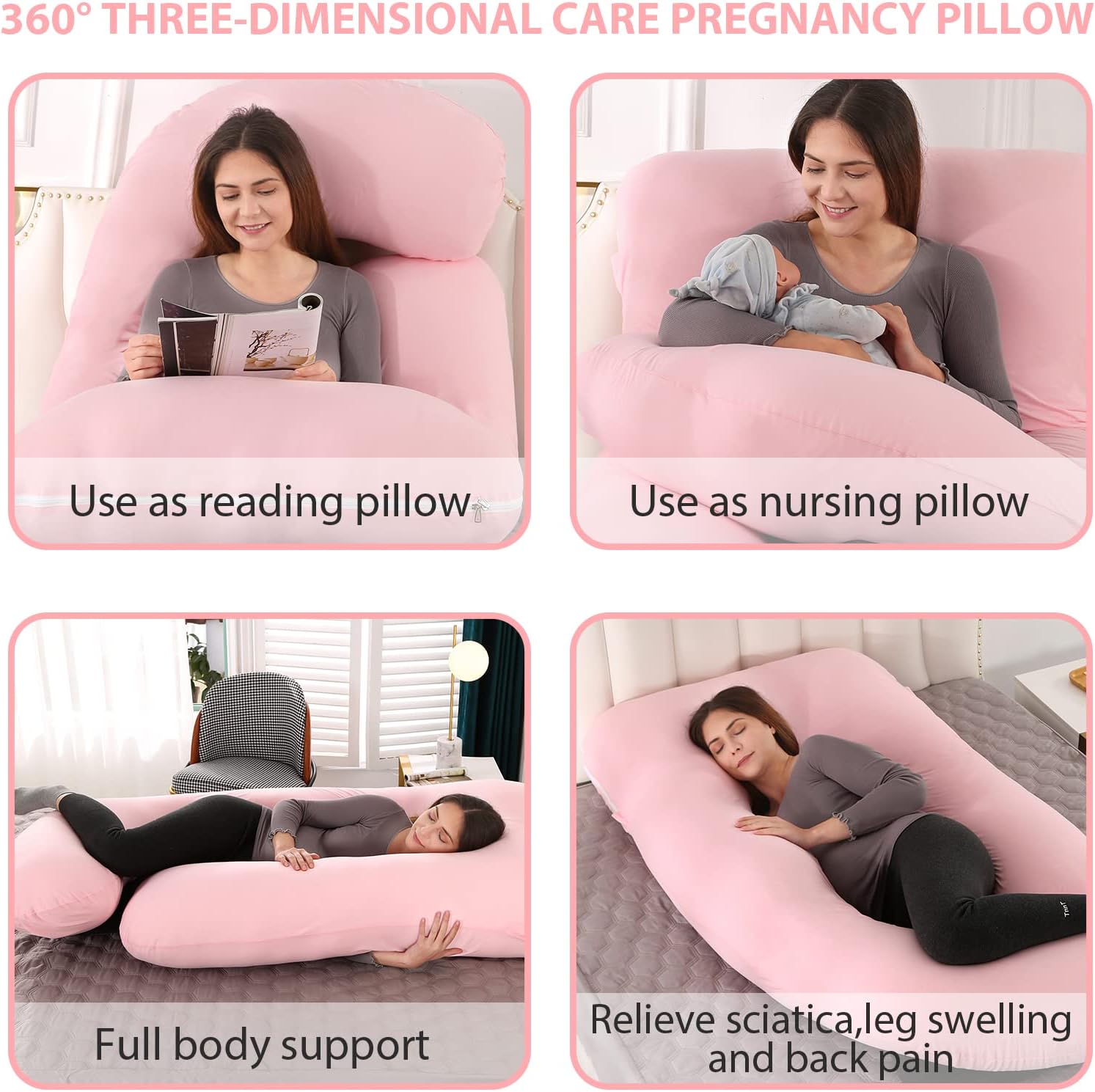 Victostar U-Shaped Pregnancy Pillow - 57 Inches Full Body Support for Back, Hips, Legs & Belly