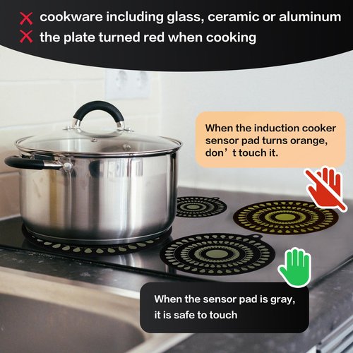 9.5 Inch Thermochromic Silicone Induction Cooktop Protect Mat,2Pcs Induction Cooktop Protective Cover,Non-Slip Pads to Prevent Pots and Pans from Sliding While Cooking