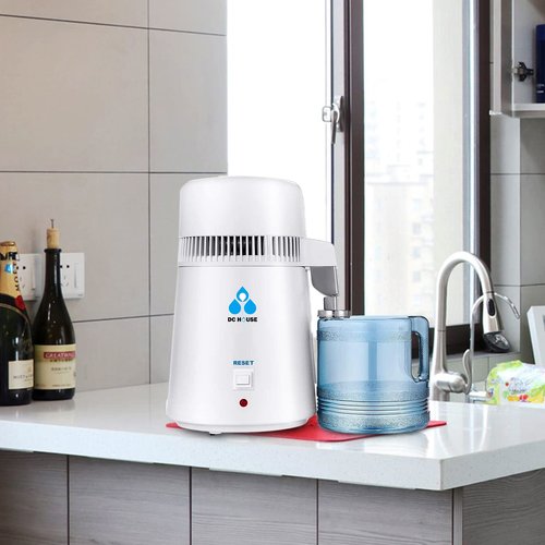 DC HOUSE 1 Gallon Water Distiller Machine, 750W 4L Pure Distilled Water Maker Machine for Home Countertop Table Desktop, Drinking Purifier for Home Kitchen CPAP Hmidifiers with Pastic Container
