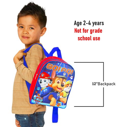 Paw Patrol Mini Backpack for Girls - Bundle with 12" Small Backpack Featuring Chase, Marshall, Rubble Plus Stickers and More | Paw Patrol Travel Bag Set for Kids