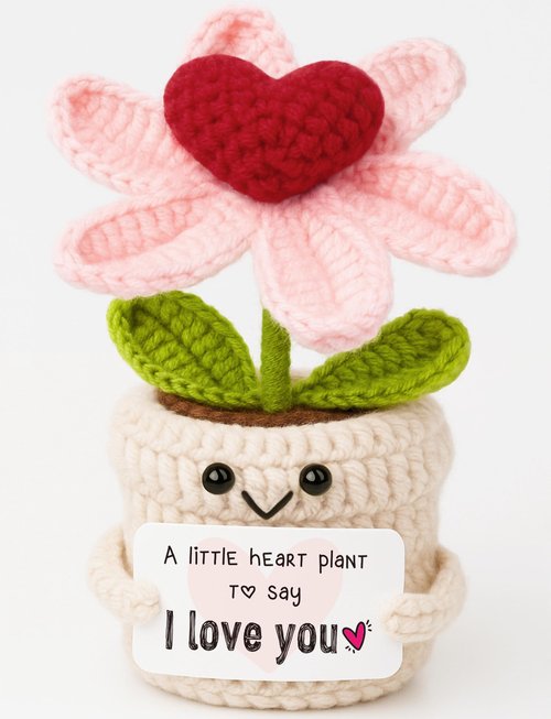 Frabaca Crochet Heart Flower Valentines Day Decorations - I Love You Gifts for Her Him, Cute Birthday, Easter, Anniversary Wedding Gift for Girlfriend, Wife, Fiancee, Christmas Stocking Stuffers