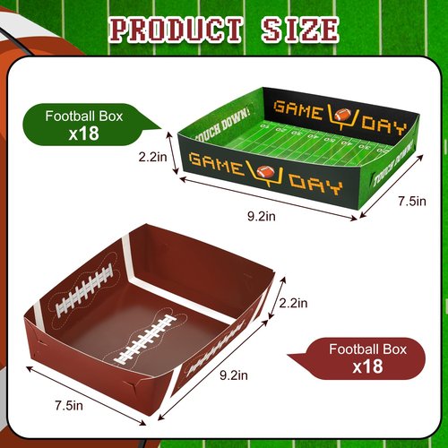 36Pack Football Party Decorations Large Football Food Plates Football Paper Snack Tray Disposable Bowls Football Theme Party Favors for Gameday Carnivals Sport Game Events Birthday Party Supplies