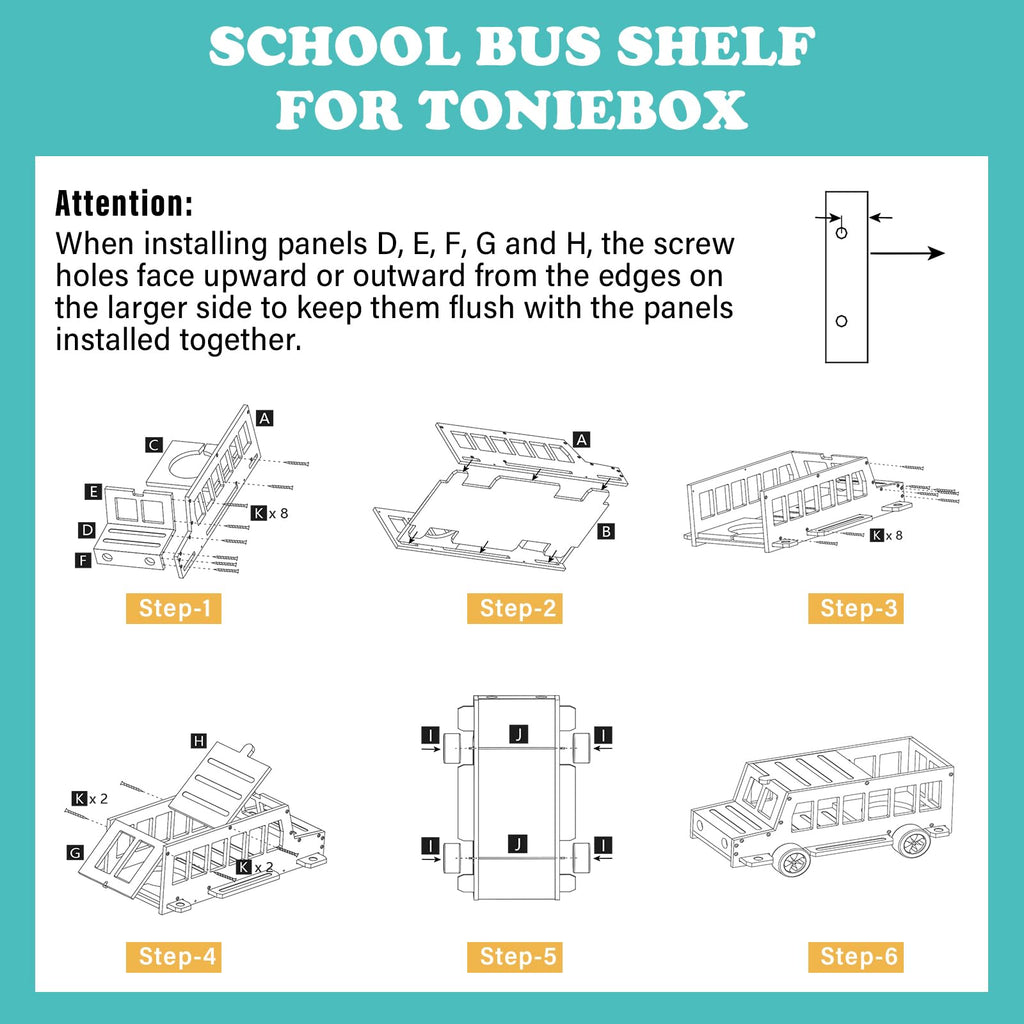 School Bus for Tonies Box 1/2 Organizer Shelf Storage, Wooden Bus Magnetic Storage Holder for Toniebox Player Tonies Figures Characters for Children, Display Collection 20~30 Tonie Box Characters