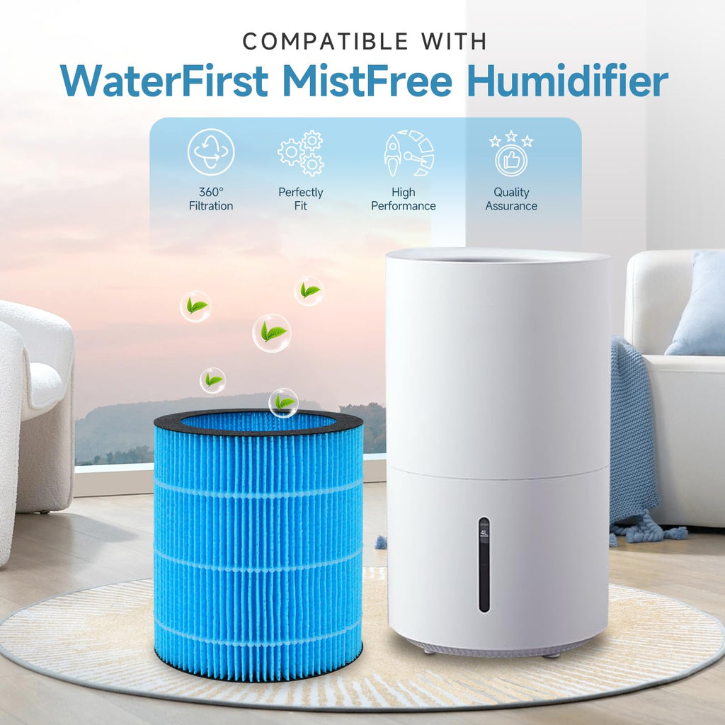 Harebery Polymer Fiber Filter for WaterFirst & Lamon MistFree Humidifier, High-Efficiency Filter Dust, Large Particles, 2 Pack