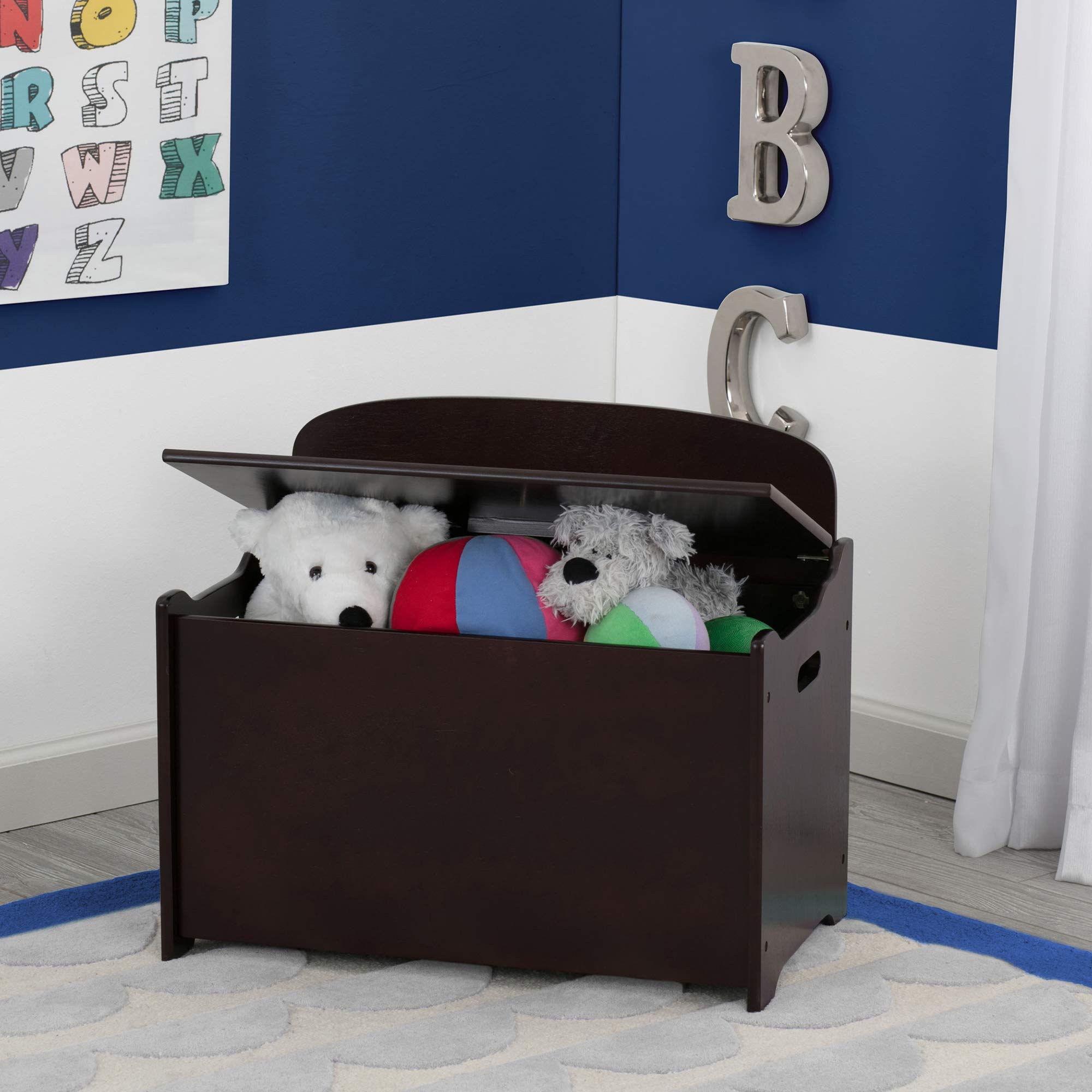 Delta Children MySize Chair Desk with Storage Bin + MySize Deluxe Toy Box, Dark Chocolate (Bundle)