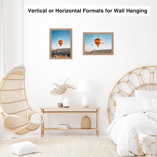 JCJMY 7x10 Picture Frame - Rustic Brown Wall Mounting for Horizontal or Vertical Display