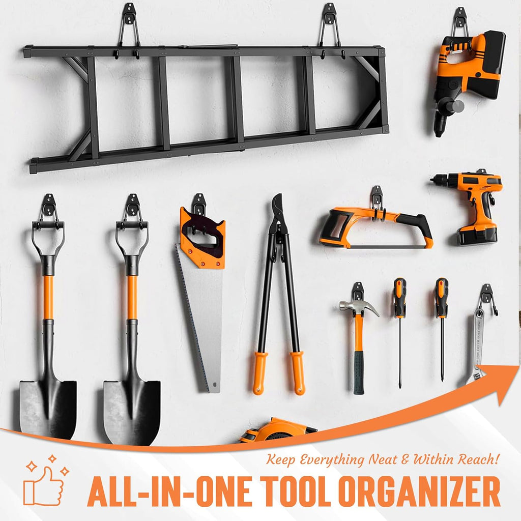 TONDA Heavy-Duty Garage Hooks - 20 Pack Wall Storage Solution for Bikes, Ladders, and Tools | Black