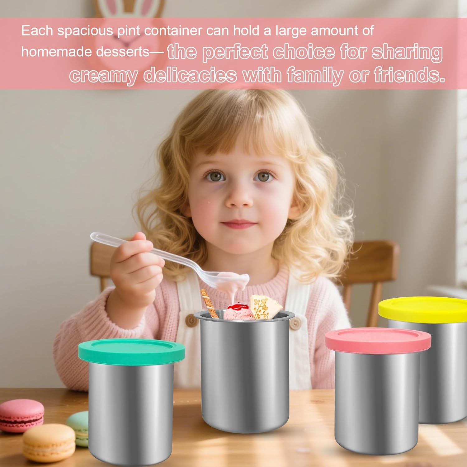 Ninja Creami Deluxe Containers - Stainless Steel 4-Pack with Silicone Lids | BPA-Free, Dishwasher Safe, 5-Year Warranty